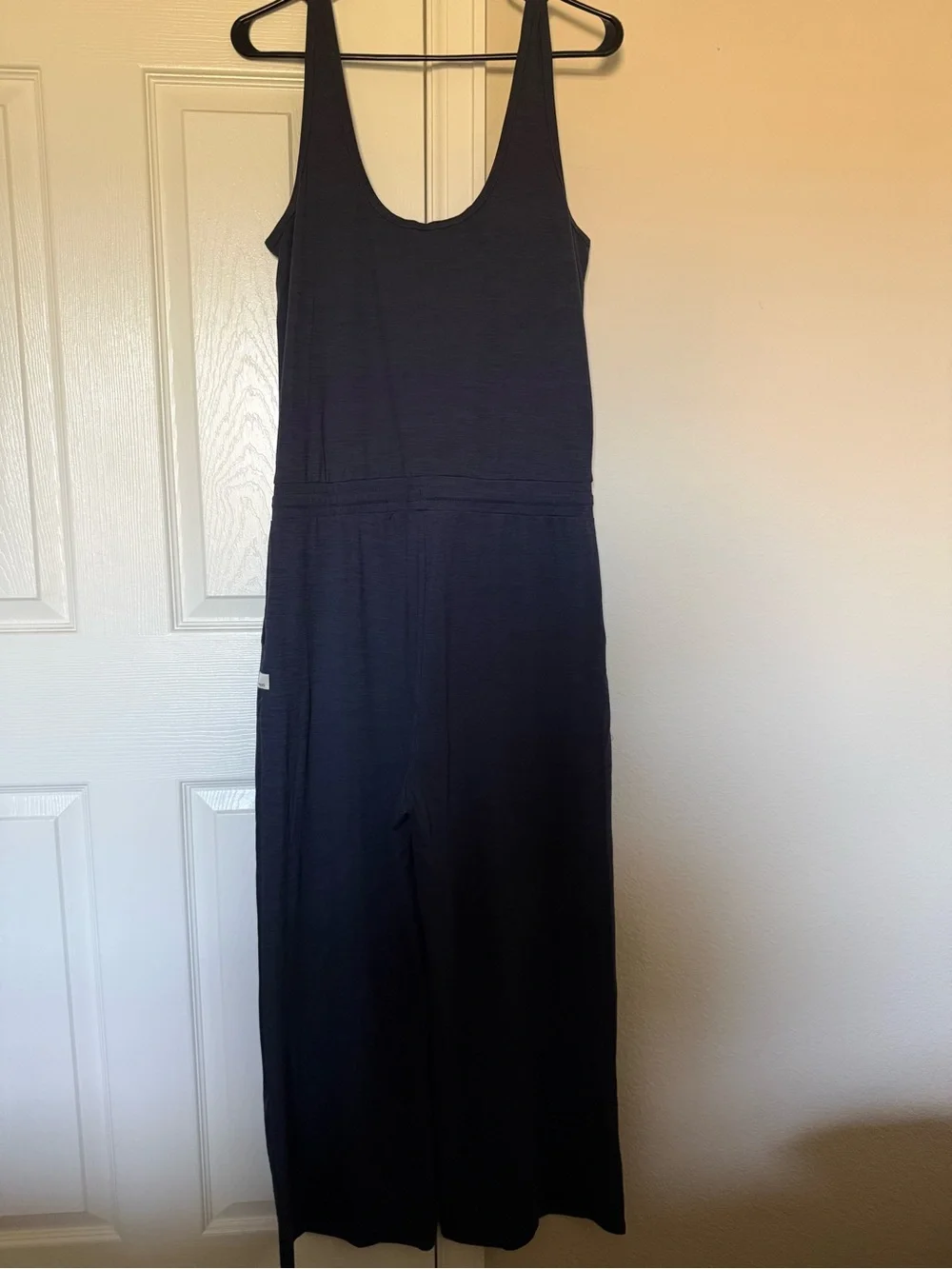 Vuori Navy Sleeveless Scoop-Neck Jumpsuit with Drawstring